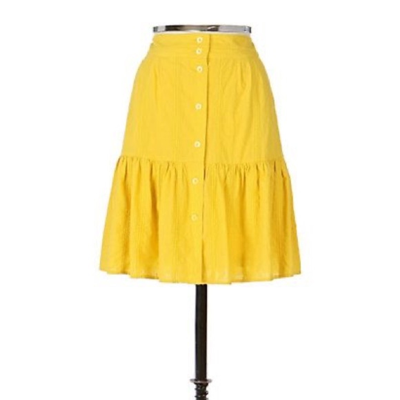 ODILLE‎ by ANTHROPOLOGIE Precious Saffron Midi Skirt in Yellow - Picture 1 of 5
